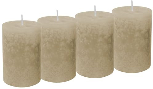 Unbekannt 4 Stumpenkerzen Kerzen Taupe Beige Sand Tischdeko Deko Adventskranz Weihnachten Hochzeit Kommunion Konfirmation