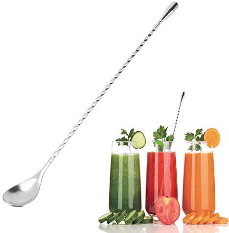 Rührlöffel, Edelstahl Mischlöffel Bar Wein Cocktail Shaker Löffel mit gedrehter Spirale Langer Griff Getränke Rühren Schichtung Werkzeug Barware 12 Zoll