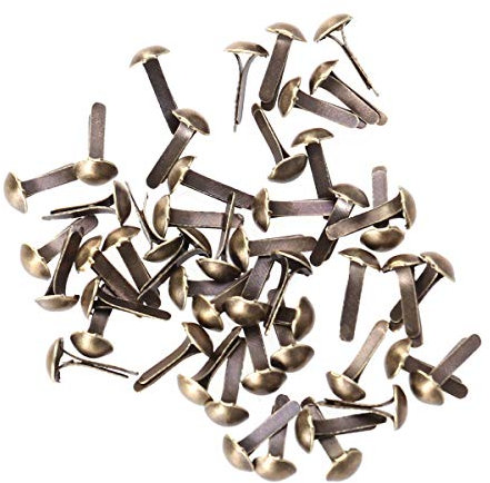 Amosfun 100 Stück Mini Runde Brads Pastell Brads für DIY Scrapbooking Basteln Basteln Stamping 8 mm (Bronze)
