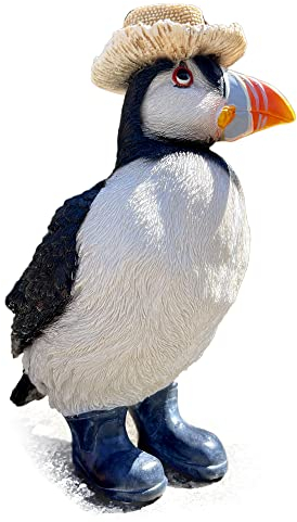 Darthome Resin Puffin In Boots Garden Ornament Outdoor Standing Lawn Sculpture Statue