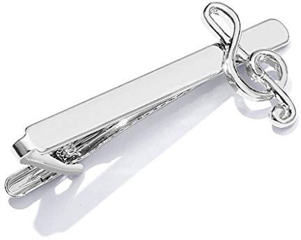 Miki-ZBusiness Krawattennadel Männer Krawattenklammer Kreative Silber High-End Fashion Clips Geschenke Charms Schmuck Pins Musik Note Dekoration Hemd Anzug Bekleidungszubehör