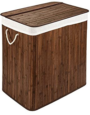 PANA®ECO Bambus Wäschekorb mit Deckel - 104 L, 52x32x63 cm - Farbe: Braun | Herausnehmbarer Wäschesack - Faltbarer Wäschesammler - Kompakt, praktisch, pflegeleicht & robust - 100% Bambus - Viel Platz