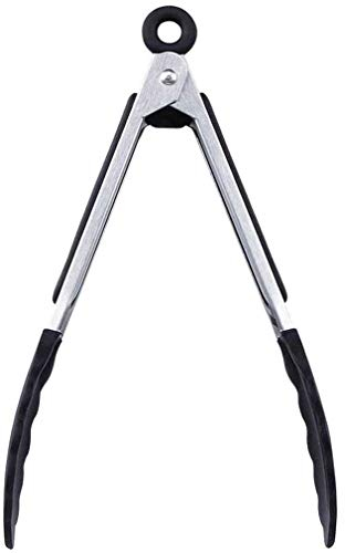 (9 / schwarz) -Küchenzange Rutschfeste Handy Utensil Hitzebeständig Einfacher Griff zum Kochen, Servieren, Grillen, Buffet, Salat, Eis, Ofen