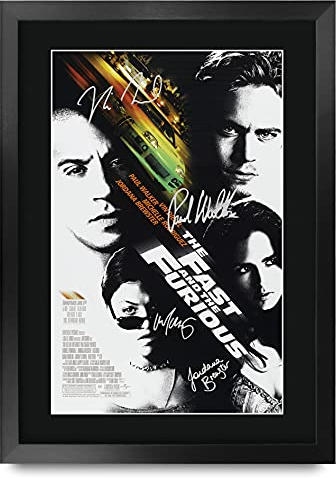 HWC Trading FR A3 The Fast and the Furious Paul Walker, Vin Diesel Gifts gedrucktes Poster, signiertes Autogrammbild für Film-Fans, A3, gerahmt