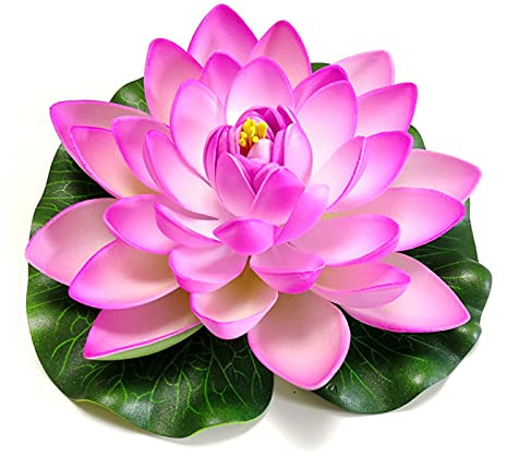 HJHIWE Lot de 4 fleurs de lotus artificielles flottantes en mousse avec nénuphar, 17,8 cm, pour terrasse, étang koï, piscine, aquarium, maison, jardin, fête de mariage, décoration de jardin.