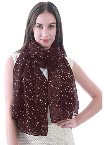 Lina & Lily Damen Schal Tuch mit Folien Sternmuster