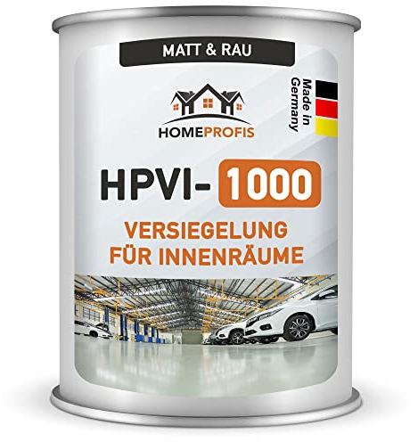 Home Profis® HPVI-1000 matte & rutschfeste Versiegelung (30m²) für Garage & Werkstatt – Raue 2K Epoxidharz Innen Bodenversiegelung (3kg) Schutzschicht für Bodenbeschichtung