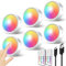 Dimmbar RGB LED Spot Akku - 2400mAh USB Aufladbar Farbwechsel Vitrinenbeleuchtung, LED Spot Batterie mit Fernbedienung und Timer Rund Unterbauleuchte Küche Ohne Kabel Magnetisch Touch Schrankleuchten