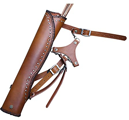 TOKILO Traditioneller Köcher Köcher Lederköcher - Dreipunkt-Lederköcher mit abgeschrägter Rückseite Köcher für das Bogenschießen im Freien - Handgefertigter Köcher, Pfeil und Armbrustköcher