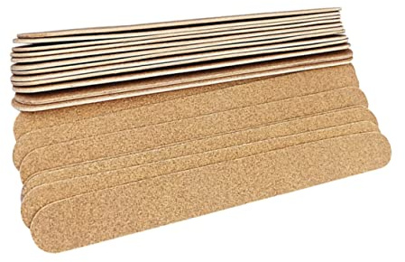 Lima de Uñas de Doble Cara Khaki de Madera y Papel Abrasivo, 20 Piezas | Manicura y Lijado Superficial, Uso en Casa y Nail Art Diy, Formato Práctico en Tiras