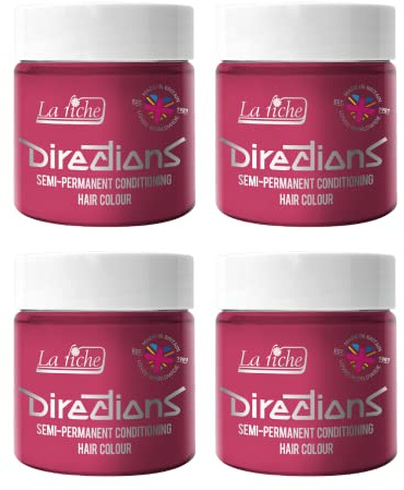 4 x La Riche Directions Semi-Permanent Hair Color Bote de 100 ml (Flamingo Pink)