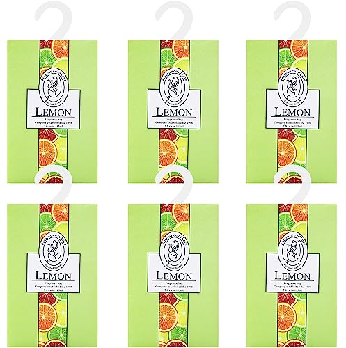 6pcs Profuma Armadio Vestiti, Profumatori Armadio e Cassetti, Profumo Aromi Sacchetti Lavanda Profumati per Armadio Cassetti Armadietti, Profumatore Auto, Scarpiera Deodorante Armadio (6limone)