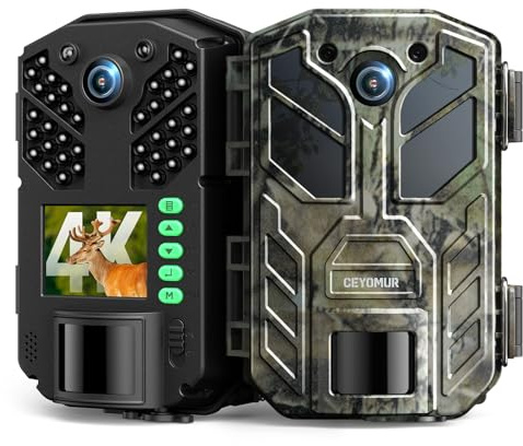 CEYOMUR Fototrappola 4K HD, Fotocamera caccia con 38pcs IR LEDs Visione Notturna, Timer e Design Impermeabile IP66 per la Caccia e l'osservazione la Fauna
