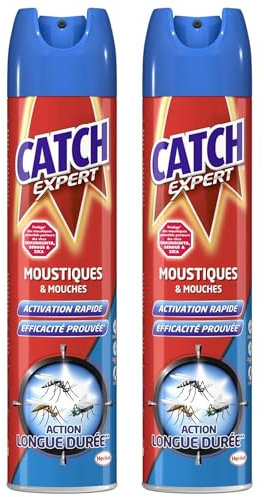 CATCH Aérosol Moustiques et Mouches - Lot de 2 x 300ml