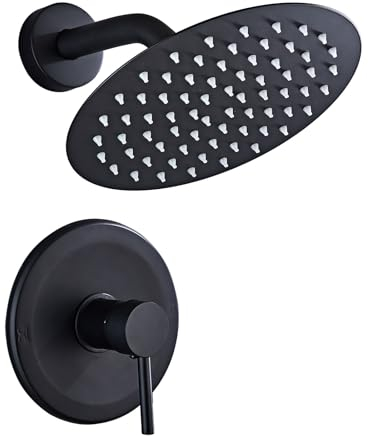 Sanitemodar Ducha Empotrado Negra, Grifo Ducha Empotrado con 20cm Ducha de Lluvia, Duchas de Baño Empotradas con Alcachofa