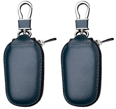 MiOYOOW Autoschlüssel Etui Halter, Wasserdichte PU-Leder Autoschlüssel Tasche mit Reißverschluss Hardware Schnalle für Herren Damen