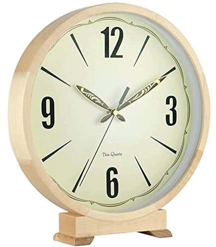 LUOYAOB Vintage Kaminuhr Manteluhren, runde hölzerne Tischuhr, stille Holzmanteluhr, massives Holzregal dekorative Schimpfen Tischuhr for Wohnzimmer Büro Küche Bett (Color : B)