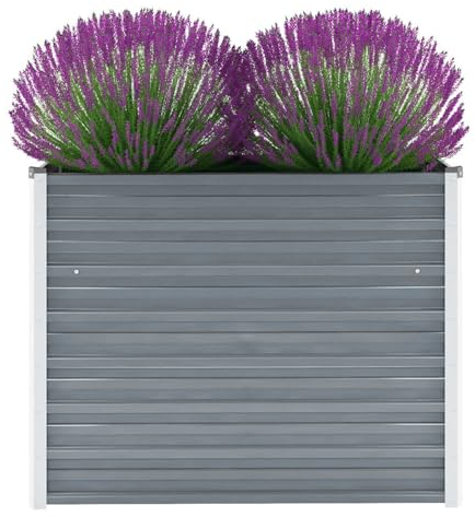 Chaduof Garten-Hochbeet, Palettenrahmen, Hochteich, Gemüsebeet, Kräuterregal Balkon, Blumenbeet, Kräuterspirale, Tomatenbeet, Pflanzhochbeet, Verzinkter Stahl 100x40x77 cm Grau