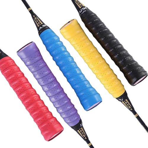 jeufun 5 Pcs Replacement Racquet Grip,Colorful Self-Adhesive Badminton Tennis Squash Baseball Replacement Handle GripTape,Anti Slip Overgrip for Tennis Racquet Grips, Badminton Racket Grips