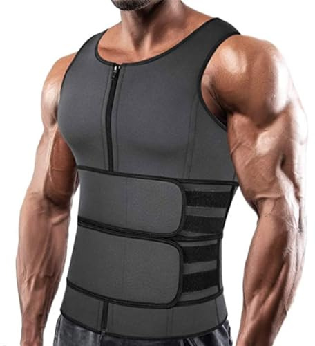 Chaleco Adelgazante de Sauna de Doble Cinturilla – Entrenador de Cintura Moldeador Corporal para Hombres, Camiseta sin Mangas de Compresión Muscular | Chaleco Moldeador de Compresión Deportiva