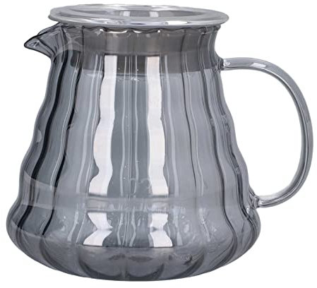Glas-Kaffeekanne, gestreifter Glas-Kaffeeserver, Ersatz-Kaffeekanne, Perkolator-Kaffeekanne mit Deckel, Perkolator-Kaffeefilter zum Übergießen von Kaffee (500 ml)