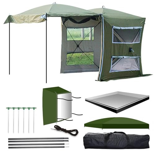 MIAOMI Heckklappen-Markisenzelt, SUV-Autozelt für Autocamping, Großes Schattiges Campingzelt, Abnehmbares Wasserdichtes Autozelt für Camping(Verde,Medium)