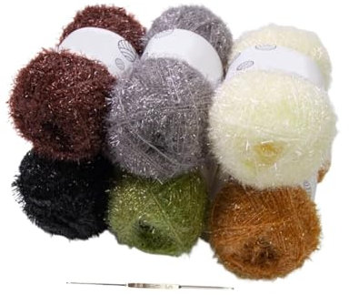 kowaku Scrubby Yarn for Dishcloths Crochet yarns Supplies Sparkle Quick Dry DIY Assorted Colors Assortment for Knitting Bath Towels, Style C