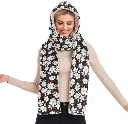 GAIREG Kapuzenschal, Schal mit Mützen für Damen, Mützen, Winter, Blumen Sketch Textil, Einheitsgröße