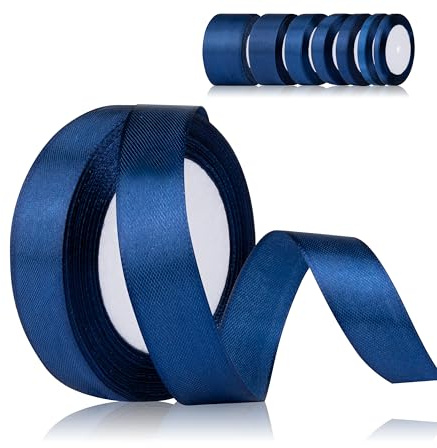 Fyshird Satinband Blau 20mm x 22m Geschenkband Breit DunkelBlau Schleifenband Hochzeit Polyester Marineblau Bänder zum Basteln Dekoband für Geschenkverpackung Geburtstag DIY