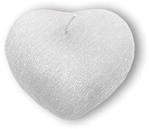 Candela a forma di cuore - Texture graffiata - Sacchetto regalo - Candela artigianale - Diametro 8 cm altezza 10 cm - Bomboniera Battesimo - Baby Shower - Comunione - Bianco - Cereria Di Giorgio