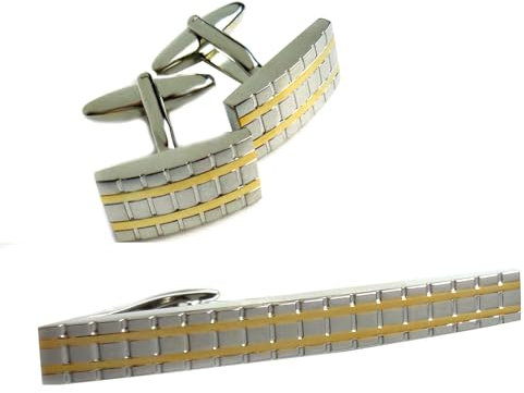 magdalena r. Manschettenknöpfe Set +Krawattennadel bicolor glänzend 5,8 cm + Geschenkboxen