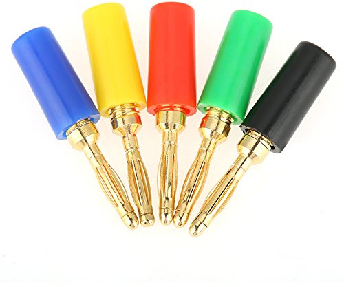 Jadeshay Banana Plug,20 Pcs Banana Plugs Mixed Colors Banana Plug Jack Test Probes Speaker Cable Connectors for Audio Sound System HiFi Musical Speaker Wire Amplifier Video Receiver
