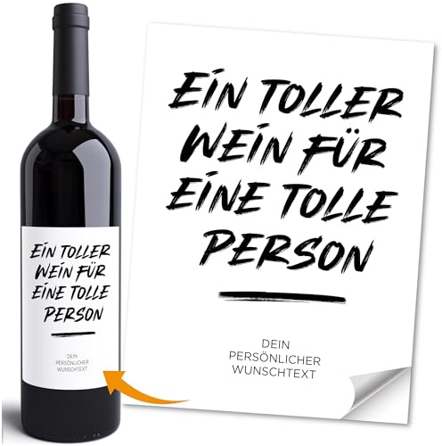 Moonworks® Weinetikett Geburtstag personalisiert Flaschenetiketten selbstklebend mit Spruch und Wunschtext Weiss unisize