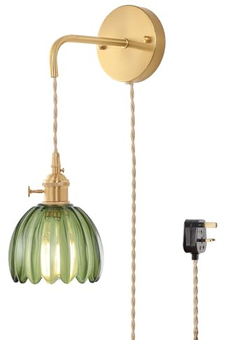 Shenmoyl Wandleuchte Innen mit Schalter und Stecker, Wandlampe Vintage Höhenverstellbar Für Badezimmer Schlafzimmer Indoor Doorway