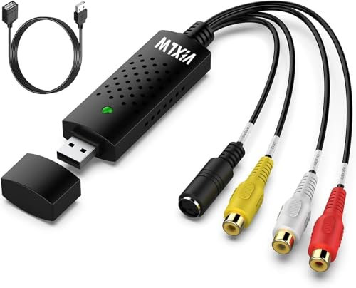 coalwop Convertitore video USB da RCA a USB VHS Mini DV VCR Hi8 DVD a scheda di acquisizione video digitali converte Hi8 VHS in DVD digitale per Windows Mac PC TV Audio Video Digitize Converter