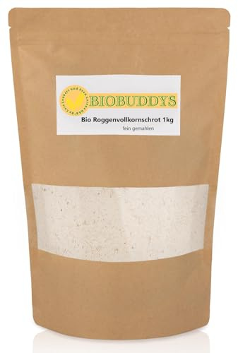 Bio Roggenvollkornschrot fein 1 kg | Geschrotetes Korn für Sauerteigbrot, Pumpernickel und kernige Brotteige