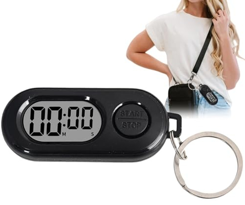 Porte-clés chronomètre, mini montres numériques, horloge numérique LCD avec design compact et portable, horloge/horloge portable, écran LCD, compte à rebours précis, montre numérique/al