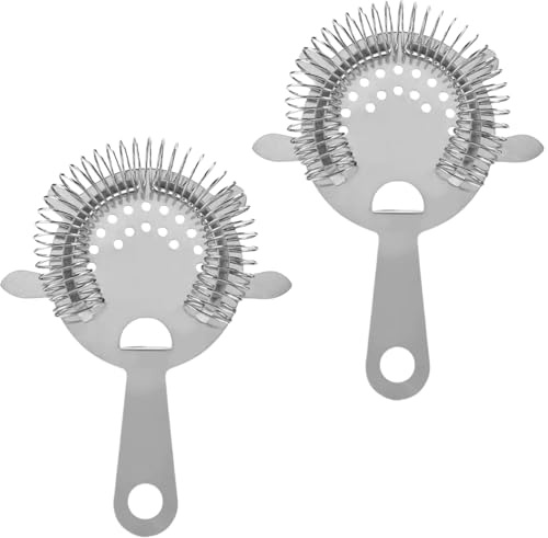 2Pcs Cocktail Strainer Set,Stainless Steel Martini Strainer | Multifunctional Ice Filter Bartending with Removable Spring,Bartender Colander Filter,for Tea Coffee Home Bar (Silver)