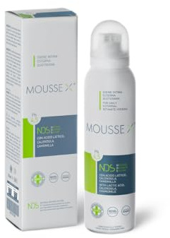 Mousse X Schiuma Detergente Intima pH 4.5 con Prebiotici e Acido Lattico | Lenitivo antiprurito, Calendula e Camomilla, Senza parabeni, Dermatologicamente testato, 150ml