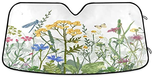 Pare Soleil Voiture Flowers Flying Insects Bache Pare Brise Détachable Housse De Protection Solaire Protection Avant Bache Voiture pour SUV Voitures Camion M