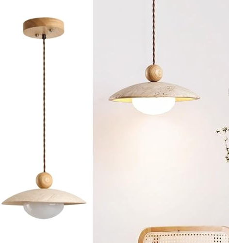 Lampada a sospensione in pietra naturale Lampada a sospensione a LED regolabile per cucina Isola Sala da pranzo & Soggiorno Moderno Travertino francese Design minimalista Plafoniera