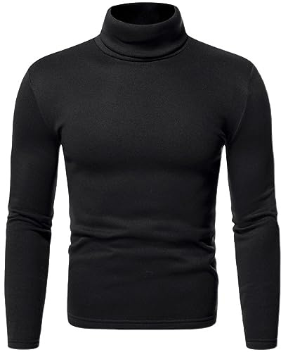 T-shirts pour homme UK - Pull à col roulé - Coupe ajustée - Hauts solides - Léger - Basique - Col haut