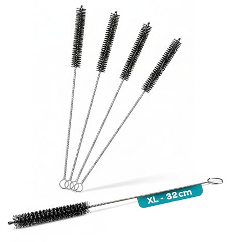 fancility® 5 x Milchschlauchbürste (9 mm Ø 32 cm extra lang) für Kaffeevollautomaten u.a. für DeLonghi - Trinkhalmbürste & Strohhalm-Reinigungsbürste dünn & flexibel - Bürste & Röhrchenbürste (Set)