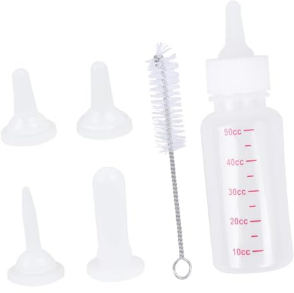 LOLIPPYY Transparent Pet Nurser Bottle for Newborn Puppies and Kittens with Replacement Nipples and Cleaning Brush Silicone PP Material Feeding Bottles for Small Dogs Cats Rabbits Portable