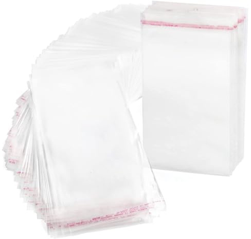 RUBY 200 Stück Transparente OPP Beutel 10×16 cm – Selbstklebende Zellophantüten, Klarsichtbeutel für Süßigkeiten, Kekse, Trockenfrüchte, Schmuck & Bastelbedarf