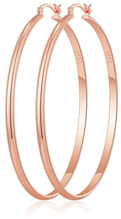 RANKEEF Rose Gold Hoop Earrings For Women Big Hoops Hypoallergenic Rose Gold Hoop Earrings 60mm