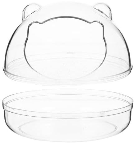 Veemoon Baño Transparente para Hámster y Cobayas Fondo Antideslizante, Bañera Pequeña de Material Seguro, Adecuado para Baño y Limpieza Diaria de Mascotas Pequeñas