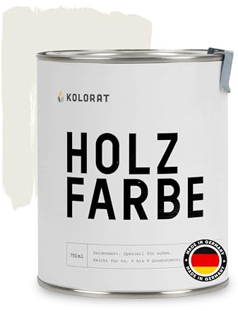Kolorat® Holzfarbe Natürliches Weiß 750ml | Made in Germany | Wasserbasiert, umweltfreundlich, wetterbeständig, langlebiger Holzschutz, für Holz im Außenbereich, einfache Anwendung