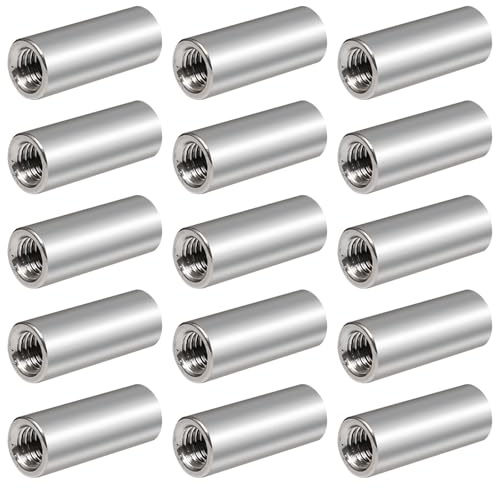Pilikoll 15 Pièces Écrous de Raccordement Ronds M8×30mm Écrou Connecteur Rond en Acier Inoxydable Écrou de Tige de Manchon de 30 mm de Longueur pour Raccordement de Tiges Filetées