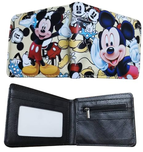 Cartoon Mickey Character PU Leather Wallet, Bifold Short Wallet with ID Window, Portable Compartments Purse, Coin & Card Holder, Travel Purse for Kids & Teens, Perfect for Birthdays, Holidays